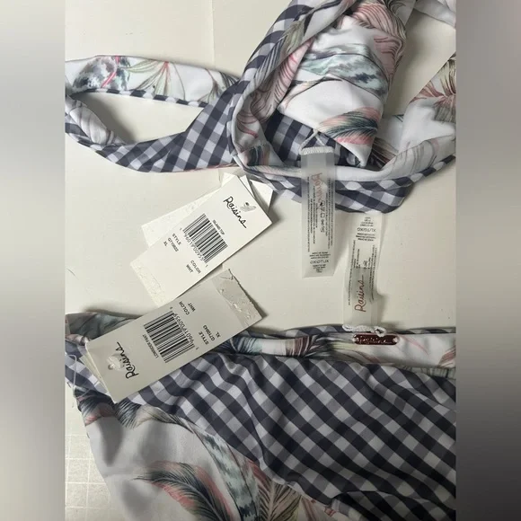 Raisins Reversible Tropical/Gingham Bikini Set Size XL
